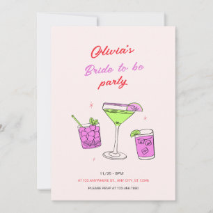 Invitation Pink Minimalist Fête des mariées Mariée pour être 