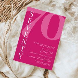 Invitation Pink minimaliste Soixante-dix-septième anniversair