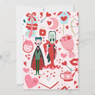 Invitation pink monster valentines vampire ghost