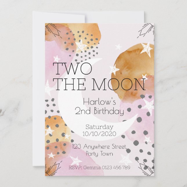 Invitation Pink Moon deux la lune (Devant)