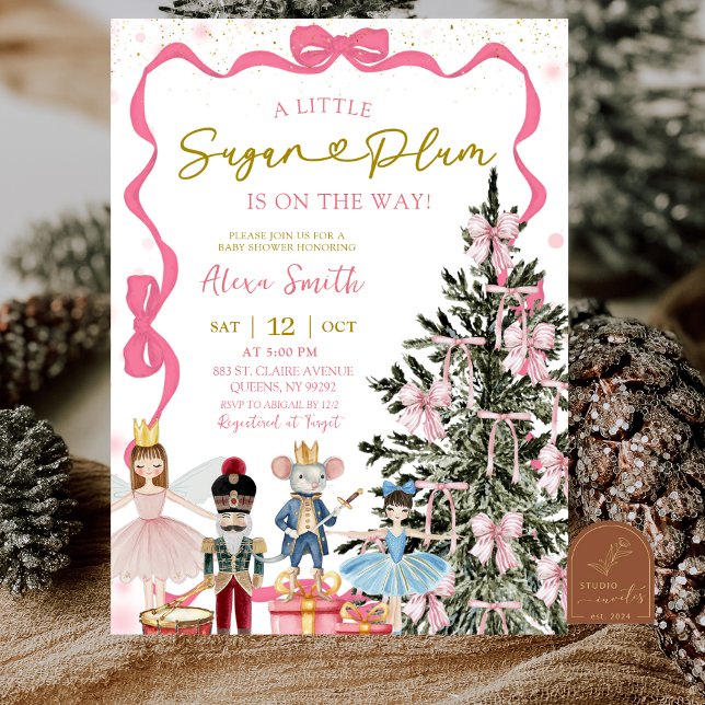 Invitation Pink Nutcracker Christmas Baby Shower (Créateur téléchargé)