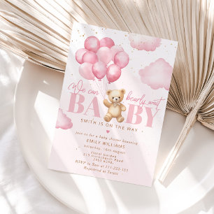 Invitation Pink on peut attendre bearly tdy ourson fille douc