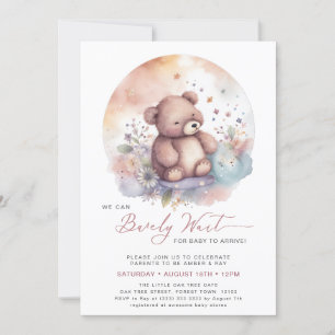 Invitation Pink On Peut Attendre Plus Tard Baby shower Fille 