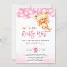 Pink On Peut Attendre Teddy Bear Baby shower