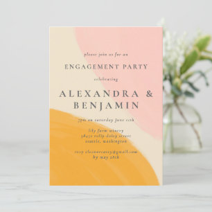 Invitation Pink Orange Abstraite Watercolor