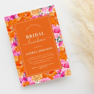 Invitation Pink Orange Vibrant Jardin d'été Bridal déjeuner