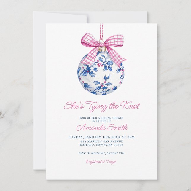 Invitation Pink Ornament Chinoiserie Bridal Shower (Devant)