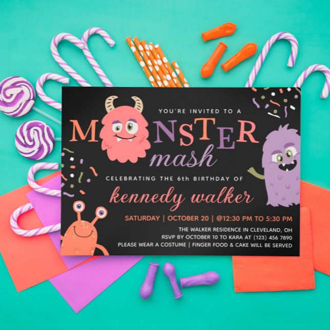 Invitation Pink Orster Monster Mash Halloween Party (Créateur téléchargé)