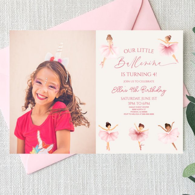 Invitation Pink Our Little Ballerina Ballet Anniversaire (Créateur téléchargé)