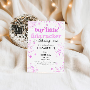 Invitation Pink Our Little Firecracker 1er anniversaire