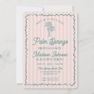 Invitation Pink Palm Springs Pastel Beach