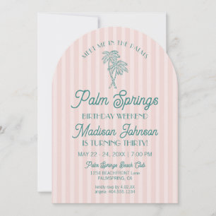 Invitation Pink Palm Springs Pastel Beach Anniversaire Week-e