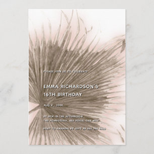 Invitation Pink Palm Tropical Botanical Leaf 16e anniversaire