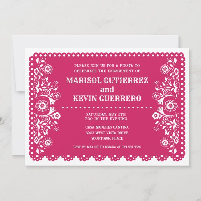 Invitation Pink Papado Picado Cinco de Mayo (Devant)