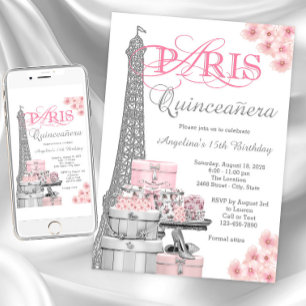 Invitation Pink Paris Quinceanera