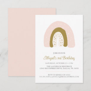 Invitation Pink Pastel Aquarelle Rainbow fête d'anniversaire