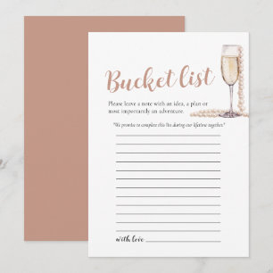 Invitation Pink Pearl et Prosecco Mariage Bucket List jeu