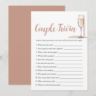 Invitation Pink Pearl & Prosecco Couple Trivia Bridal Game