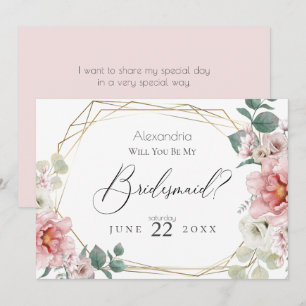 Invitation Pink Peony Flowers Serez-Vous Ma Femme D'Accueil