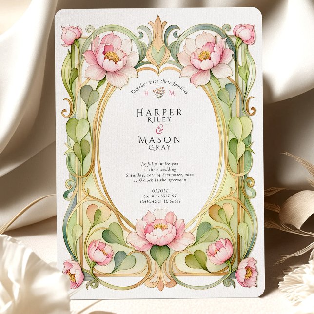 Invitation Pink Peony Wedding (Créateur téléchargé)
