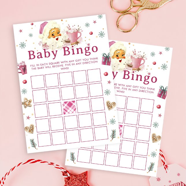 Invitation Pink Père Noël Noël Cookie Baby shower Bingo (Créateur téléchargé)