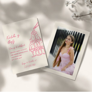 Invitation Pink Photo Dessinée Tour Champagne Trente Annivers