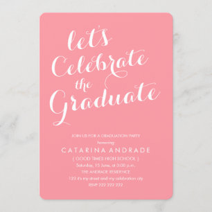 Invitation Pink Photo Graduation Party Girly Script moderne