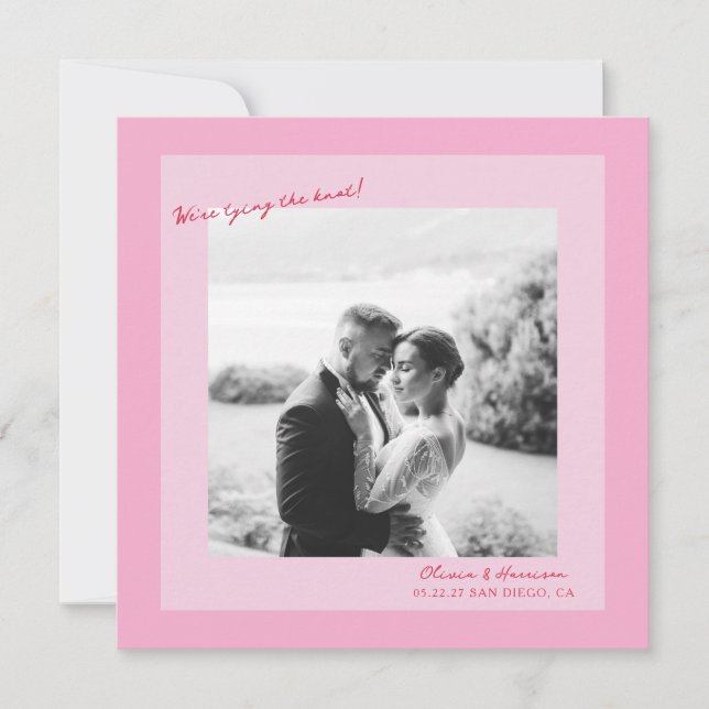 Invitation Pink Photo Wedding Save the Date (Devant)