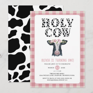 Invitation Pink Plaid Holy Cow Premier Anniversaire
