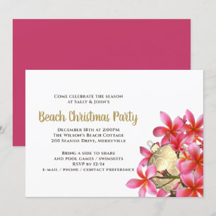 Invitation Pink Plumeria Beach