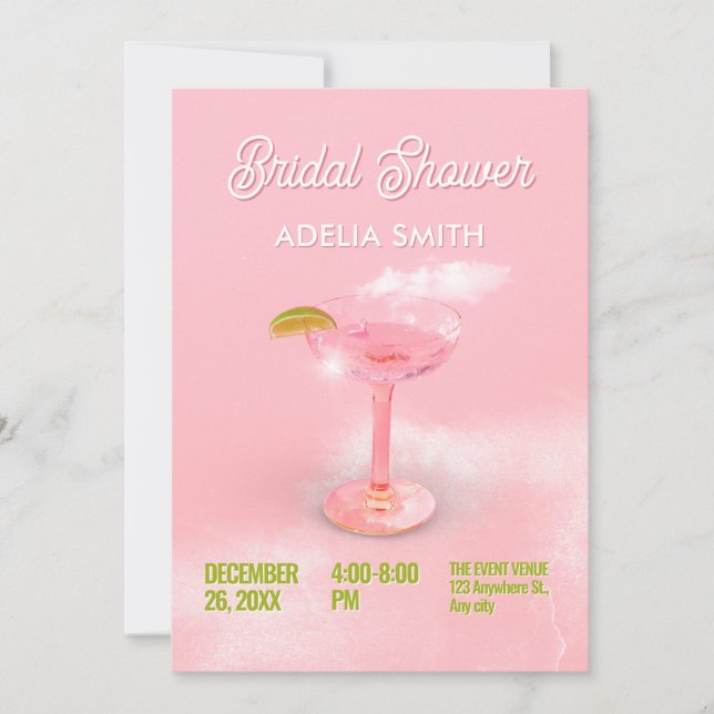 Invitation Pink poach cocktail margarita nuptiale douche (Devant)