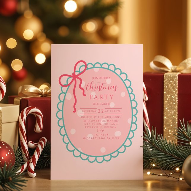 Invitation Pink Polka Dot Christmas (Créateur téléchargé)