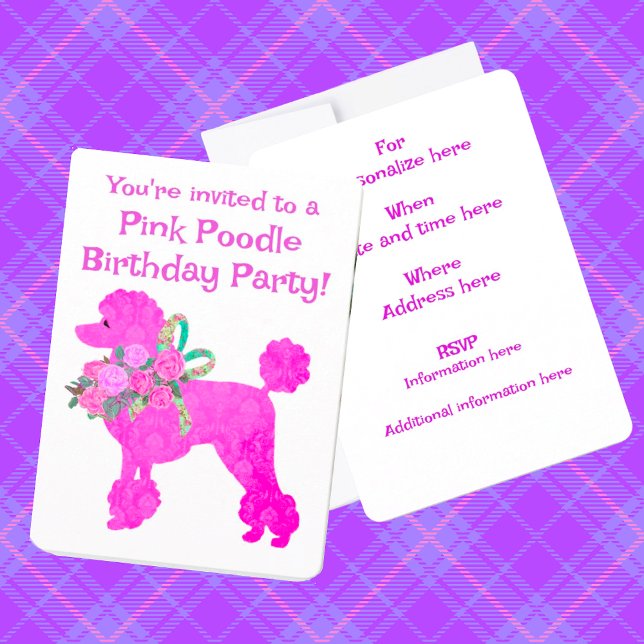 Invitation Pink Poodle Girls Anniversaire Exemple d'invitatio (Créateur téléchargé)