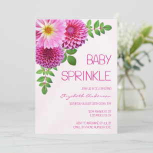 Invitation Pink Purple Dahlia Girl Baby Sprinkl