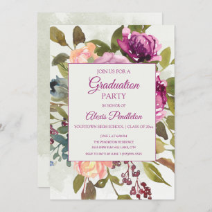 Invitation Pink Purple Sage Green Graduation Party
