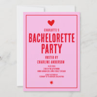 Pink Red Handwrite Retro Bachelorette Party