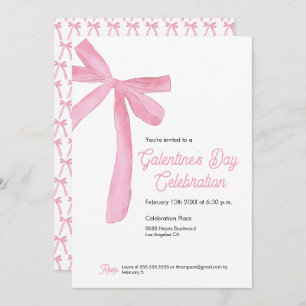 Invitation Pink Ribbon Bow Girly la fête de la Saint-Galentin