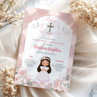 Pink Ribbon Crest Girl première sainte communion