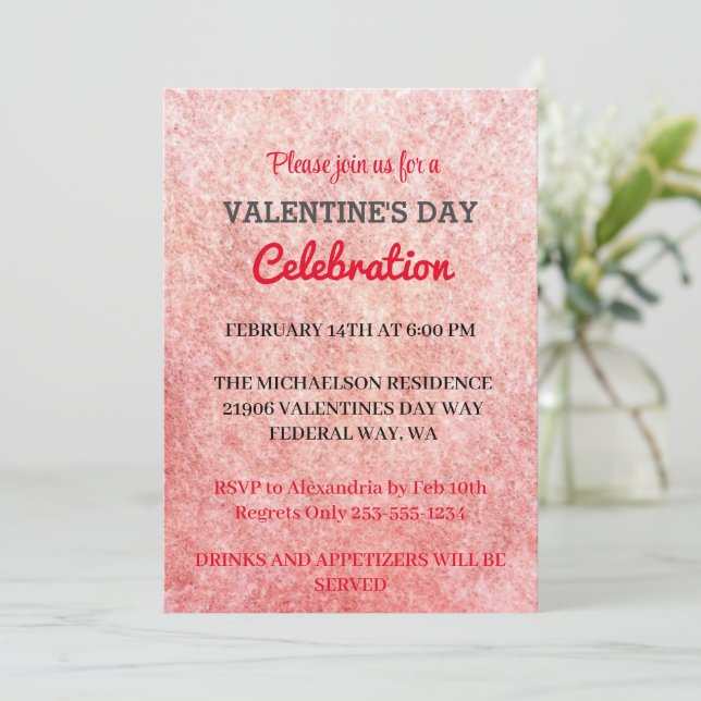 Invitation Pink Romantique Saint Valentin's Day Love Party In (Debout devant)
