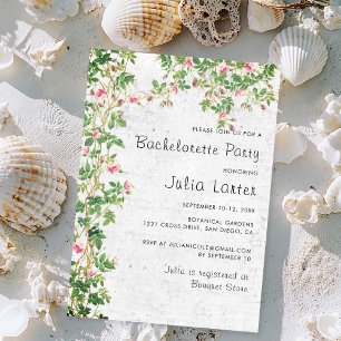 Invitation Pink Rose Rose Wall Vintage Journal Bachelorette P