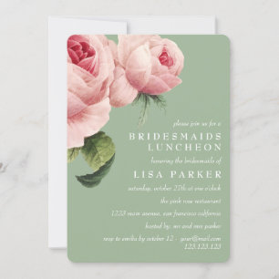 Invitation Pink Rose vintage  Bridesmaid Mariage déjeuner