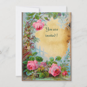 Invitation PINK ROSES & JASMINES parchemin