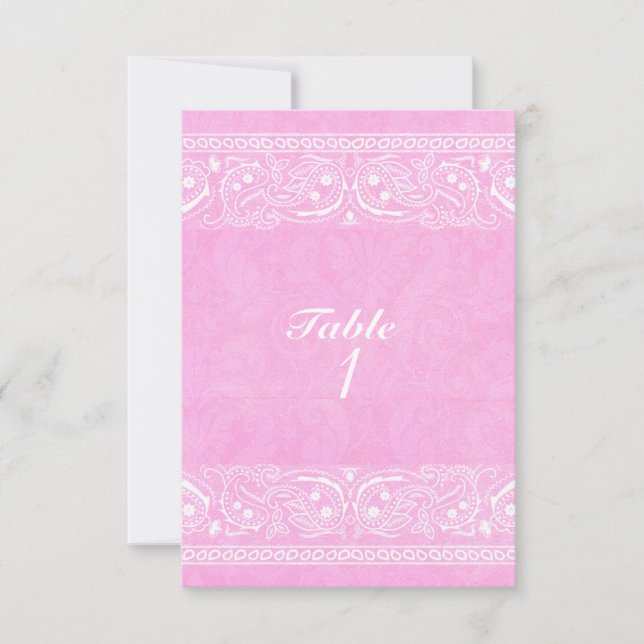 Invitation Pink Rustic Paisley Country Western Numéro de tabl (Devant)
