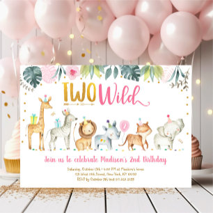 Invitation Pink Safari deux Anniversaire sauvage