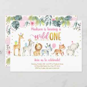 Invitation Pink Safari Wild Un Anniversaire