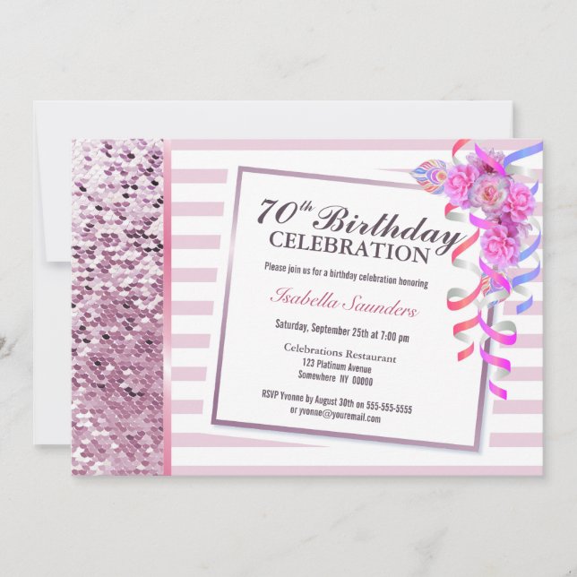 Invitation Pink Sequins 70e anniversaire (Devant)
