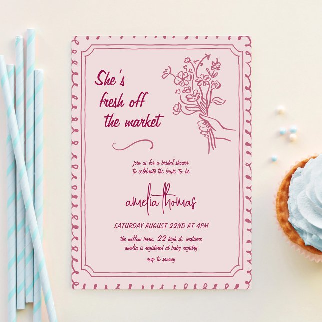 Invitation Pink She's off the Market Fête des mariées (Créateur téléchargé)