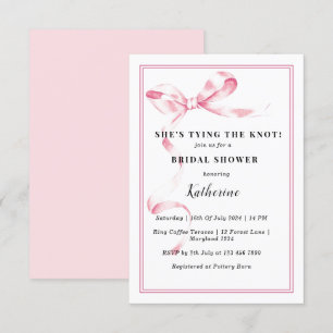 Invitation Pink She's Tying the Knot Bow Fête des mariées