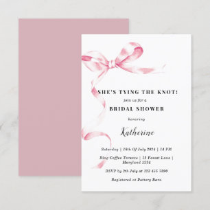 Invitation Pink She's Tying the Knot Bow Fête des mariées