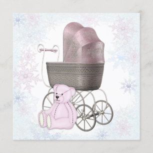 Invitation Pink Snowflake Winter Wonderland Baby shower